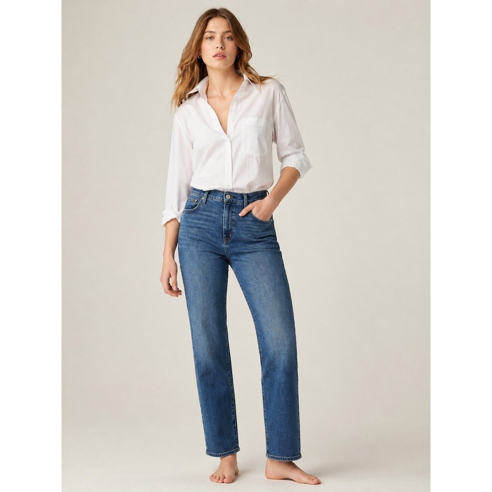 J.Crew Womens Stovepipe High Rise Straight Leg Jeans Blue 31P